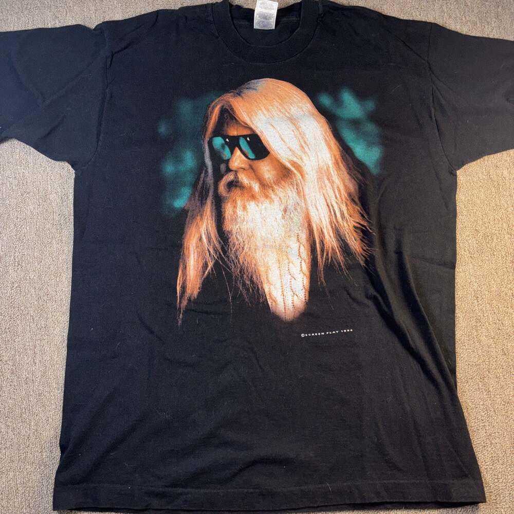 VTG 1994 Leon Russell BLUES Tour Shirt XL Black Single Stitch 23x31